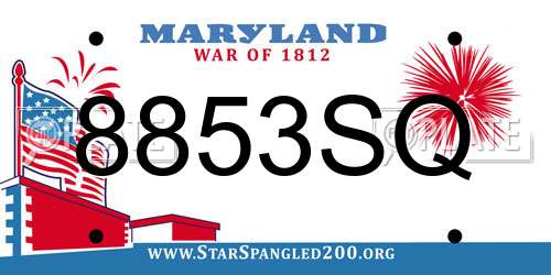8853SQ Maryland License Plate