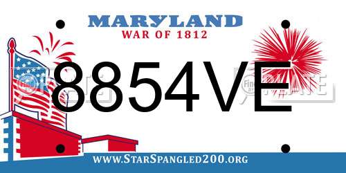 8854VE Maryland License Plate