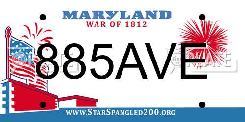 885AVE Maryland License Plate