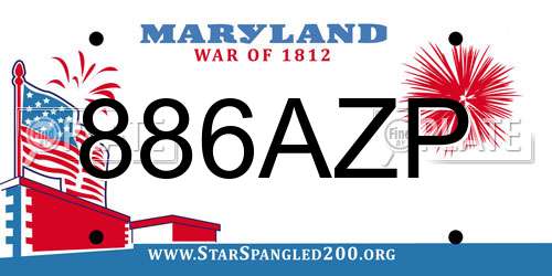 886AZP Maryland License Plate