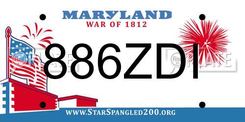 886ZDI Maryland License Plate