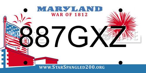 887GXZ Maryland License Plate