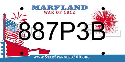 887P3B Maryland License Plate