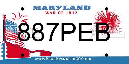 887PEB Maryland License Plate