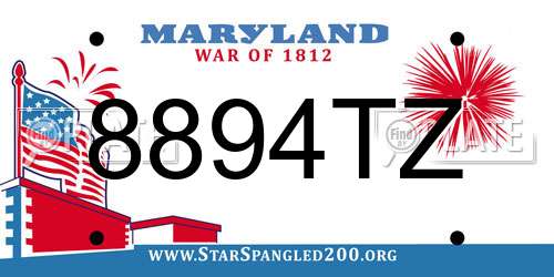 8894TZ Maryland License Plate