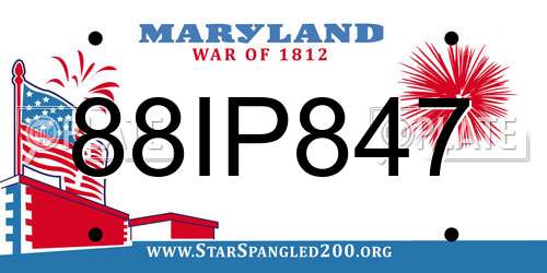 88IP847 Maryland License Plate