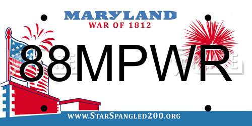 88MPWR Maryland License Plate