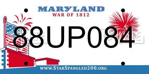 88UP084 Maryland License Plate