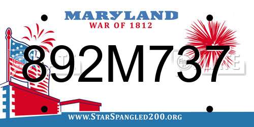 892M737 Maryland License Plate
