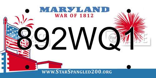 892WQ1 Maryland License Plate