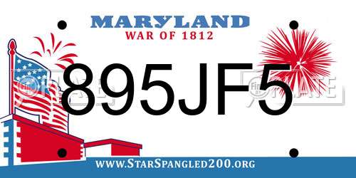 895JF5 Maryland License Plate