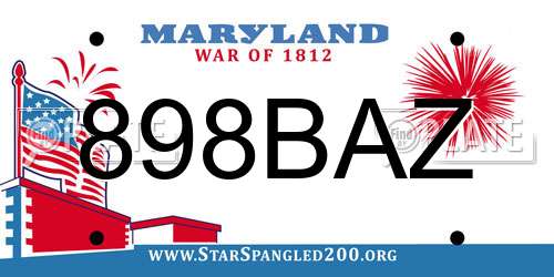 898BAZ Maryland License Plate