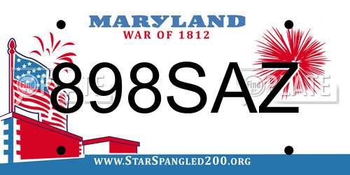 898SAZ Maryland License Plate