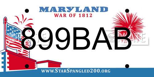 899BAB Maryland License Plate