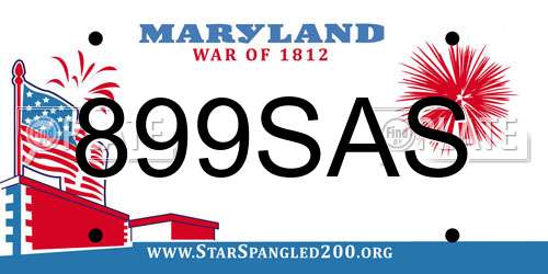 899SAS Maryland License Plate