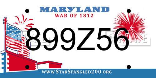 899Z56 Maryland License Plate