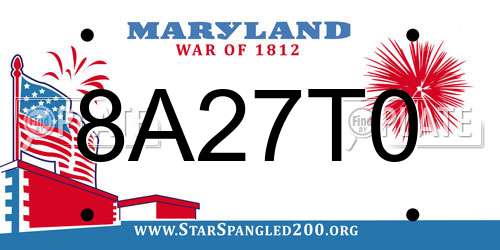 8A27T0 Maryland License Plate