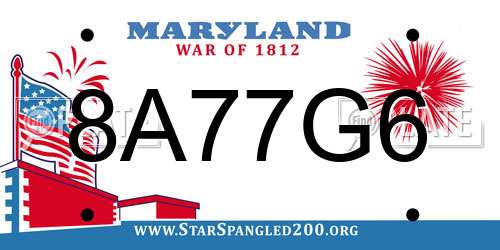 8A77G6 Maryland License Plate