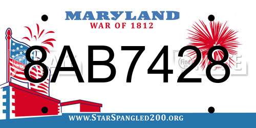 8AB7428 Maryland License Plate