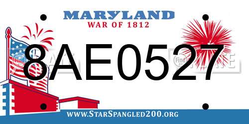 8AE0527 Maryland License Plate