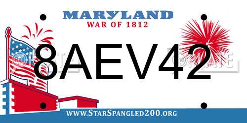 8AEV42 Maryland License Plate
