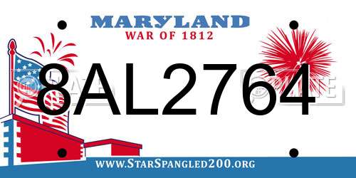 8AL2764 Maryland License Plate