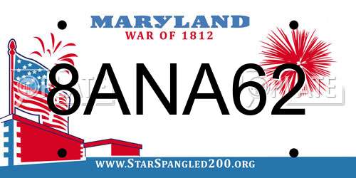 8ANA62 Maryland License Plate