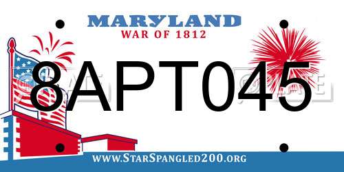 8APT045 Maryland License Plate