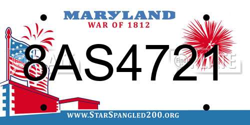 8AS4721 Maryland License Plate