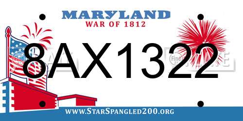 8AX1322 Maryland License Plate