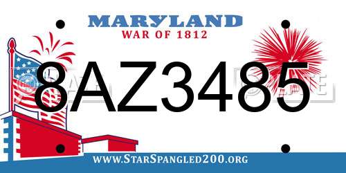 8AZ3485 Maryland License Plate