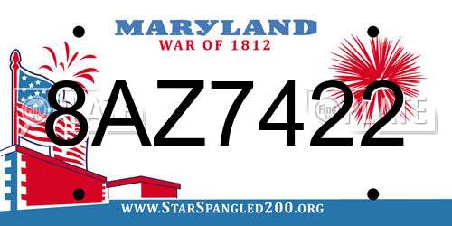 8AZ7422 Maryland License Plate