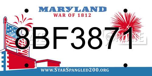 8BF3871 Maryland License Plate