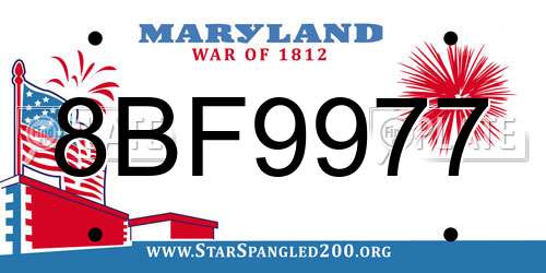 8BF9977 Maryland License Plate