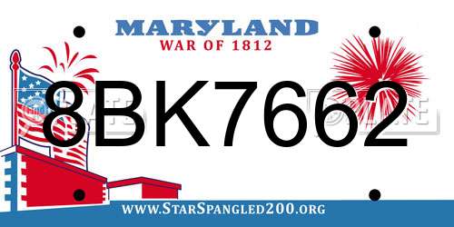 8BK7662 Maryland License Plate