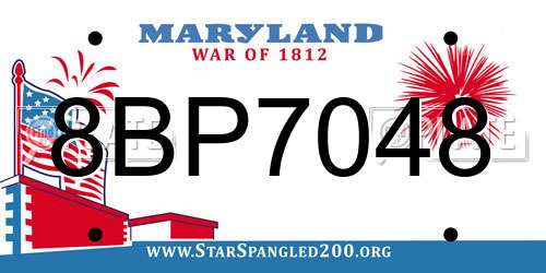 8BP7048 Maryland License Plate