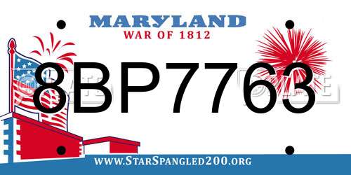 8BP7763 Maryland License Plate