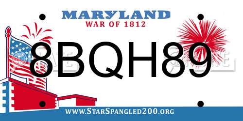 8BQH89 Maryland License Plate
