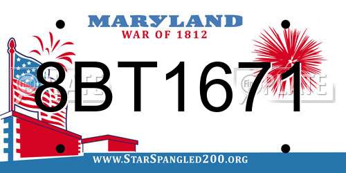 8BT1671 Maryland License Plate
