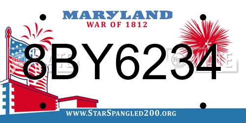 8BY6234 Maryland License Plate