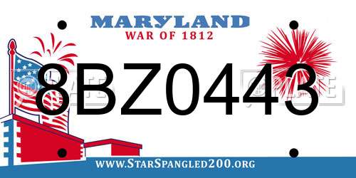 8BZ0443 Maryland License Plate