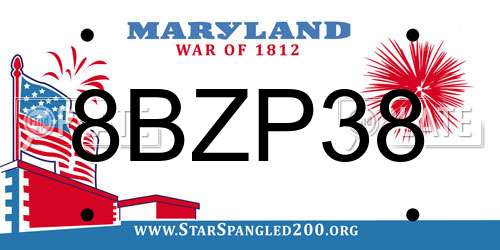 8BZP38 Maryland License Plate