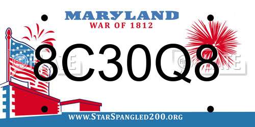 8C30Q8 Maryland License Plate