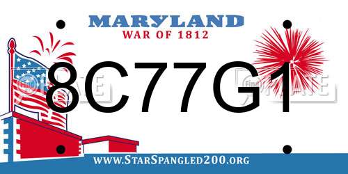 8C77G1 Maryland License Plate