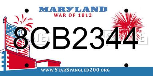 8CB2344 Maryland License Plate