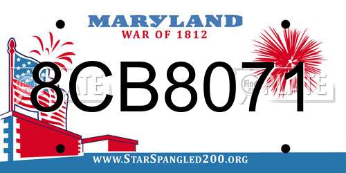 8CB8071 Maryland License Plate