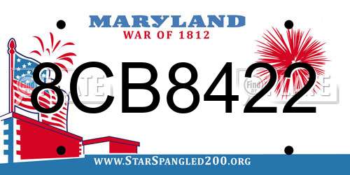 8CB8422 Maryland License Plate