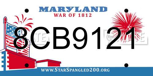 8CB9121 Maryland License Plate