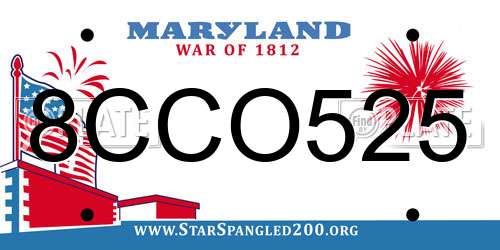 8CCO525 Maryland License Plate