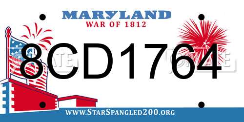 8CD1764 Maryland License Plate